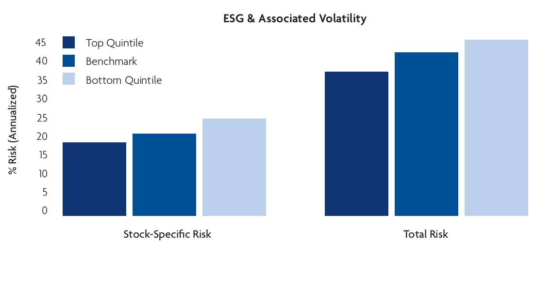bar chart showing that poor esg scores reflect higher volatility